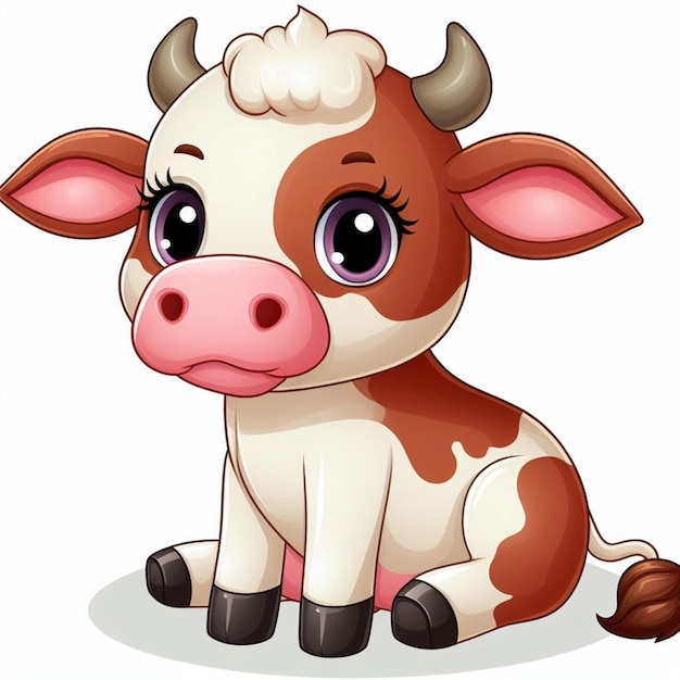 カートゥーンイラストの可愛い牛ベクトル