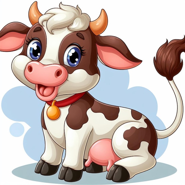 Vector cute cow vector cartoon illustration