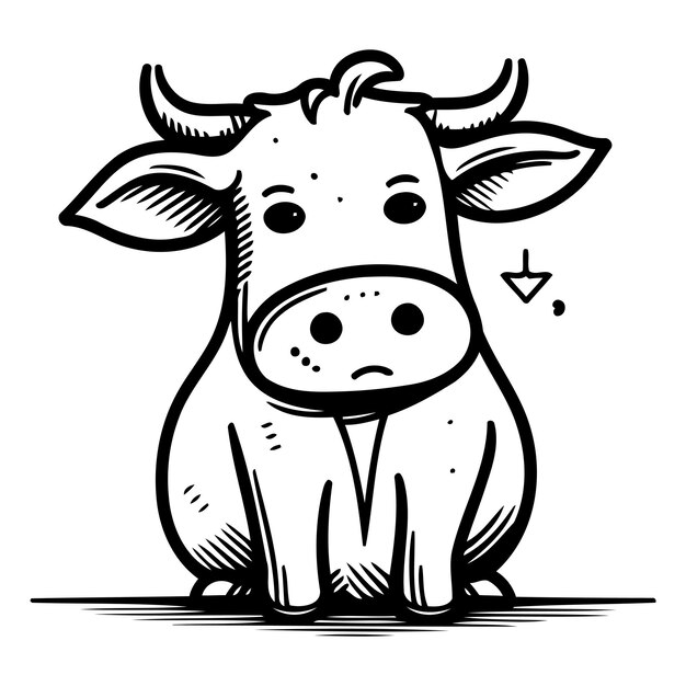 Cute cow Vector illustration Isolated on white background