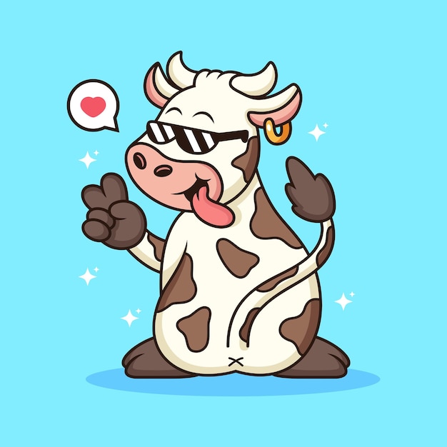 Cute cow with funny pose cartoon Animal farm vector icon illustration isolated on premium vector