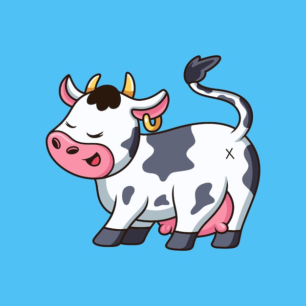 Cute cow with funny pose cartoon Animal vector icon illustration isolated on premium vector