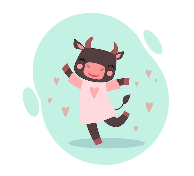 Cute cow with hearts