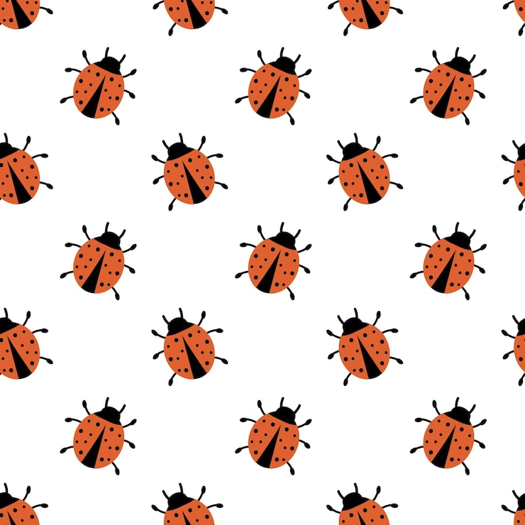 Vector cute and cozy ladybug seamless pattern children background fauna kid wallpaper vector flat