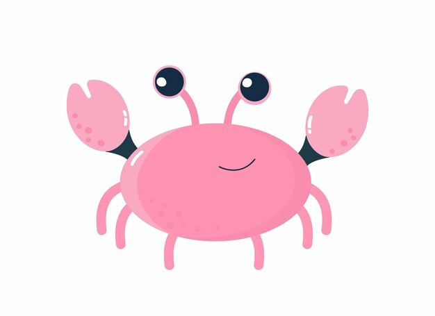 Vector cute crab character in flat stylevector