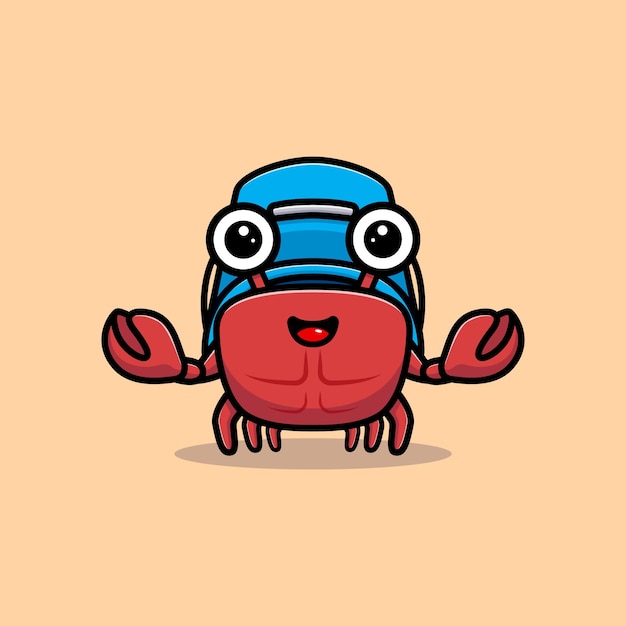 Cute crab character with pail