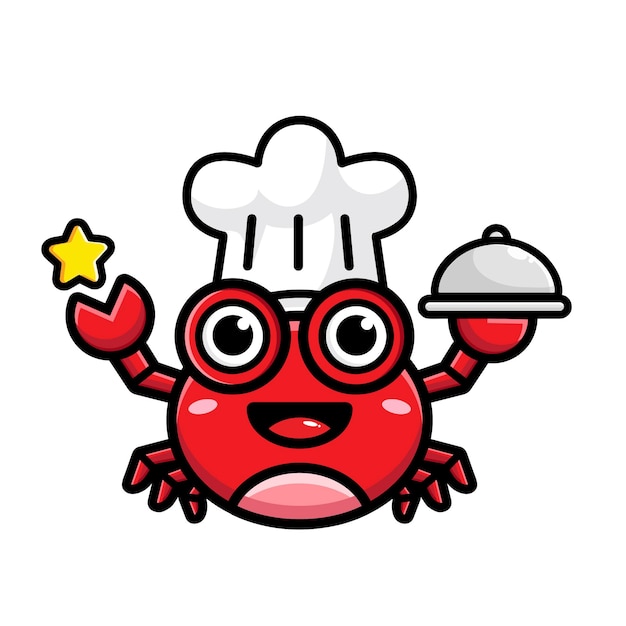 Cute crab chef character design