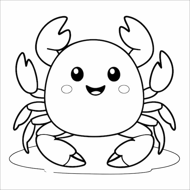 Vector cute crab coloring page for children