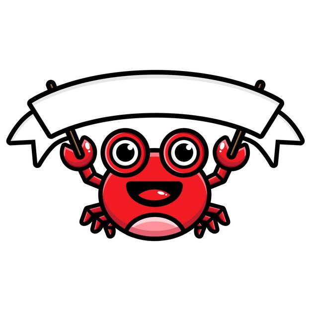 Cute crab holding a blank text board