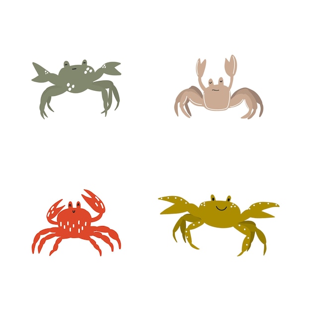 Vector cute crab in scandinavian style vector hand drawn kids illustration sea ocean underwater world