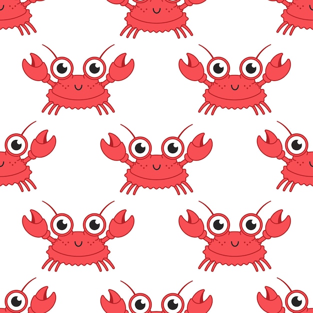 Vector cute crab vector cartoon seamless pattern