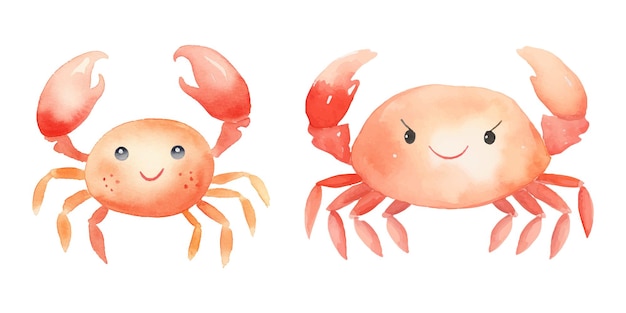 cute crab watercolor vector illustration