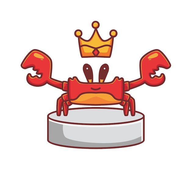 Cute crab wearing crown king cartoon animal nature concept Isolated illustration Flat Style suitable