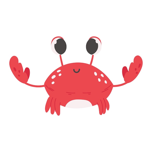 Cute crab with big eyes and opened claws