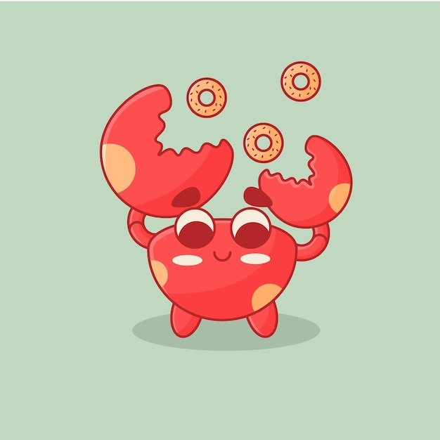 Vector cute crab with doughnut