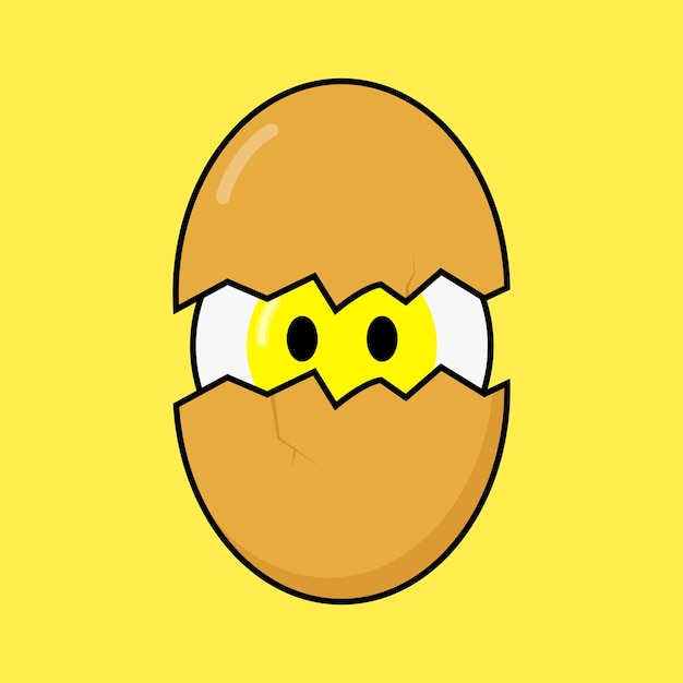 Vector cute cracked egg mascot illustration