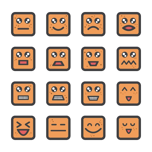 Vector cute cracker face emoji with freckle icon