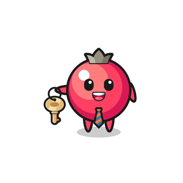 Cute cranberry as a real estate agent mascot