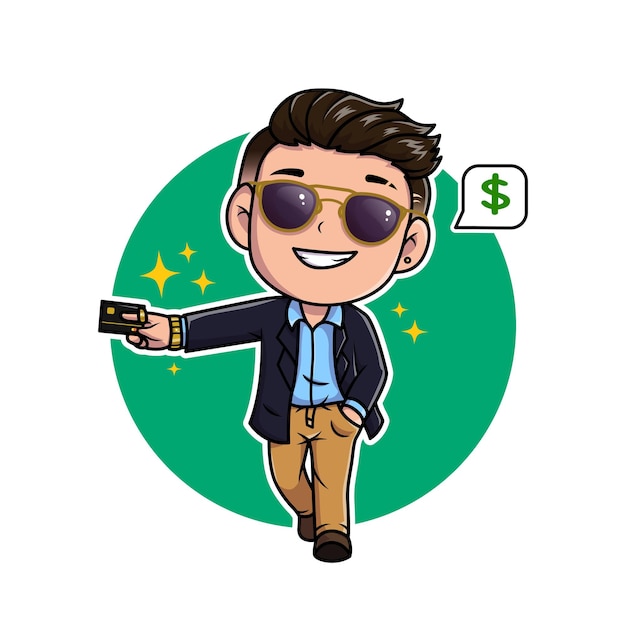 Cute Crazy Rich Business men Character