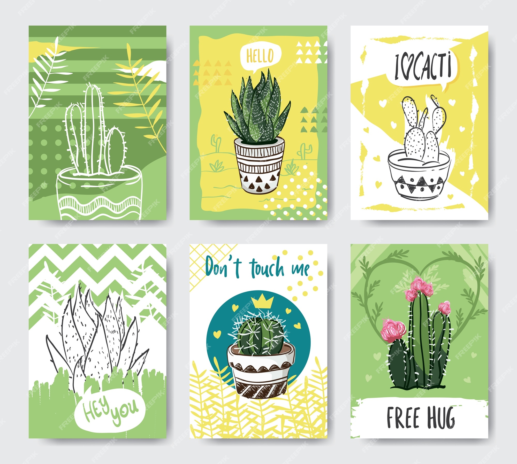 Fun variety of hand drawn cactus #paid, , #Paid, #AFFILIATE