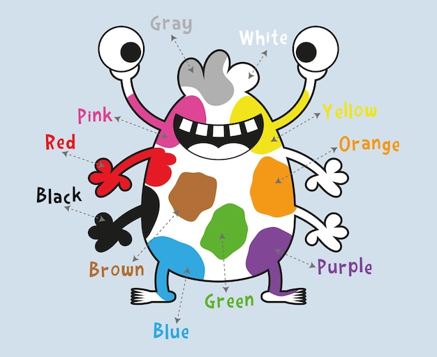 아이들을 위한 색상에 귀여운 생물 포스터