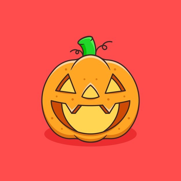 Cute creepy vector cartoon pumpkin illustration