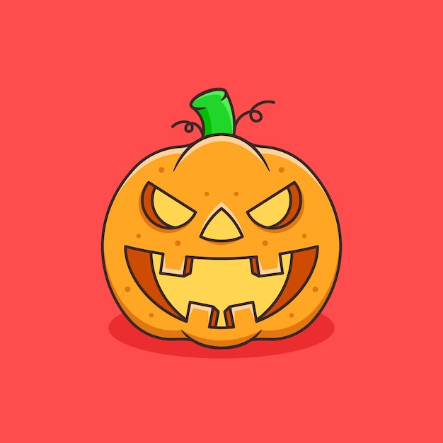 Vector cute creepy vector cartoon pumpkin illustration