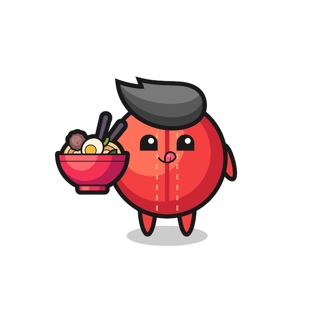 Cute cricket ball character eating noodles cute style design for t shirt sticker logo element