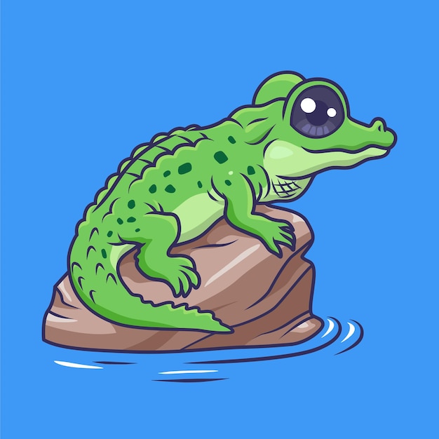 Cute crocodile animal character cartoon vector Illustration