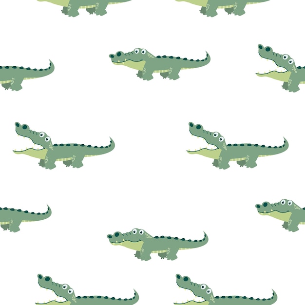 Cute crocodile animals seamless pattern background