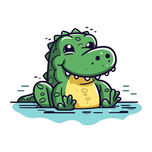 Cute crocodile cartoon character Cute crocodile vector illustration