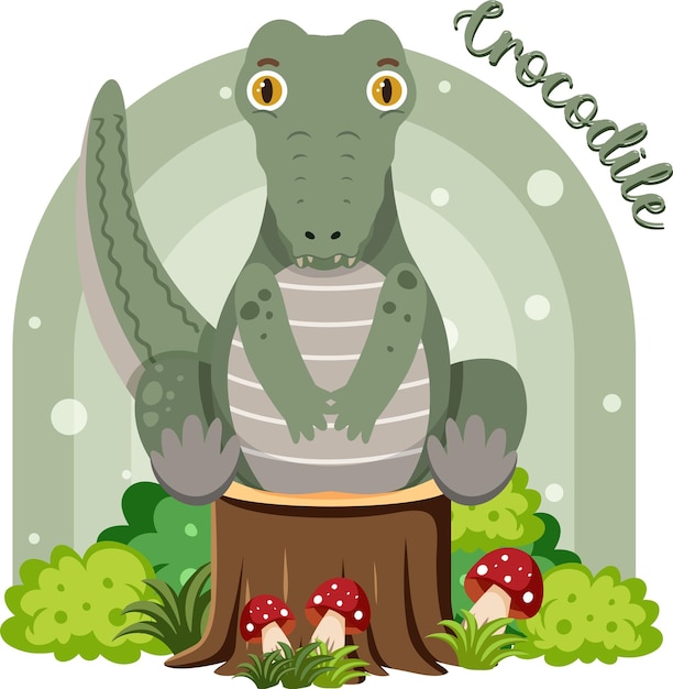 Cute crocodile in cartoon flat style