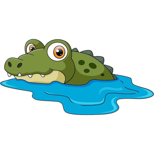 Vector cute crocodile cartoon swimming in the river