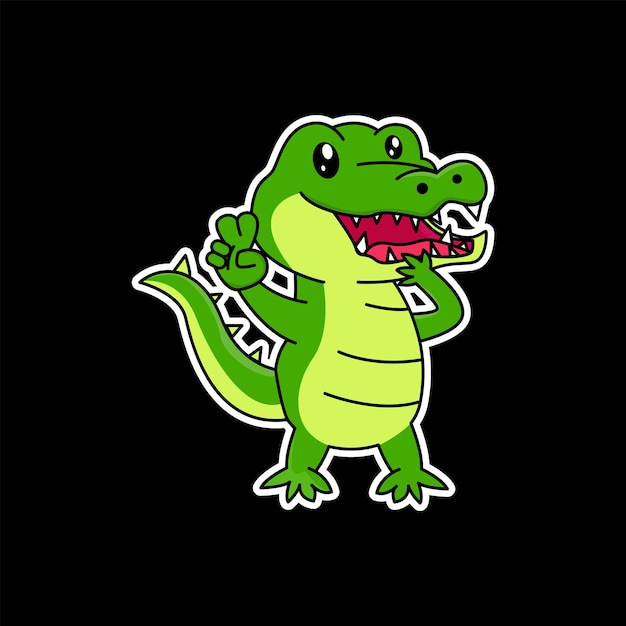 Cute Crocodile Cartoon Vector Animal Design Template