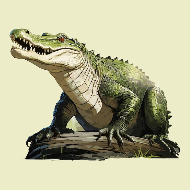 Милый мультфильм "Крокодил" Векторный художественный иллюстрационный дизайн