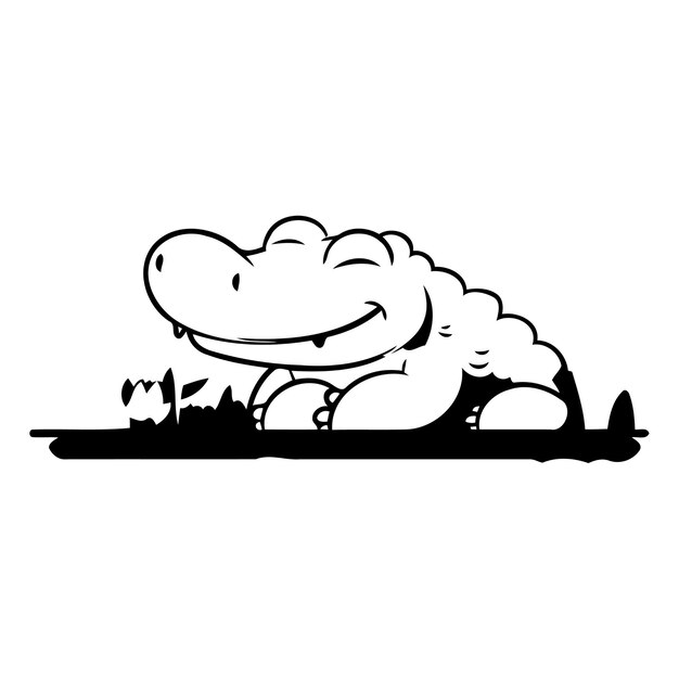 Vector cute crocodile cartoon vector illustration on a white background