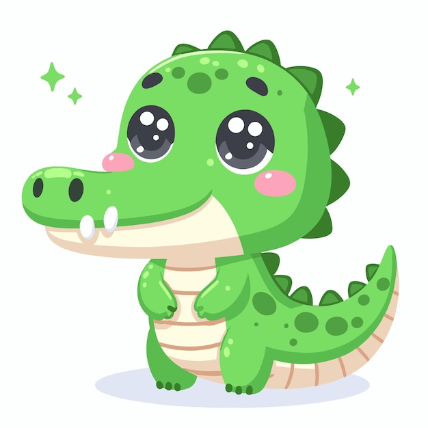 cute crocodile cartoon vector on white background