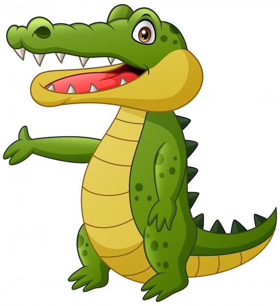 Cute crocodile cartoon waving. illustration