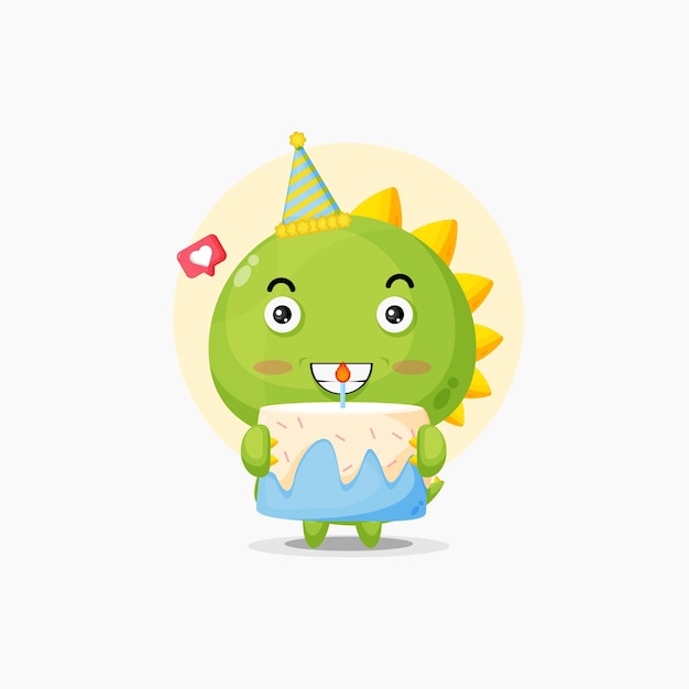 Cute crocodile character with birthday cake icon illustration