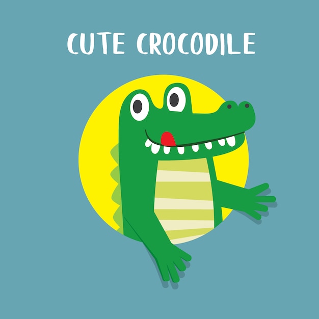 Cute crocodile icon,   illustration