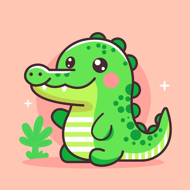 Vector cute crocodile illustration with flat vector concept