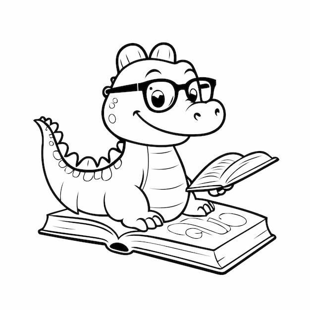 Vector cute crocodile for kids colouring page