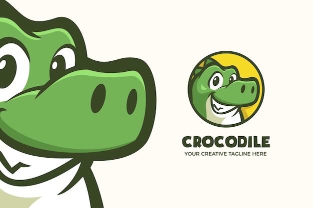 Cute crocodile mascot character logo template