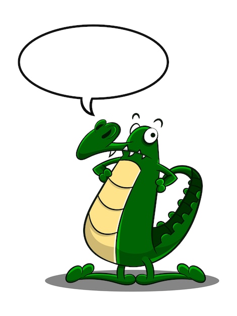 Vector cute crocodile with speech ballon cartoon