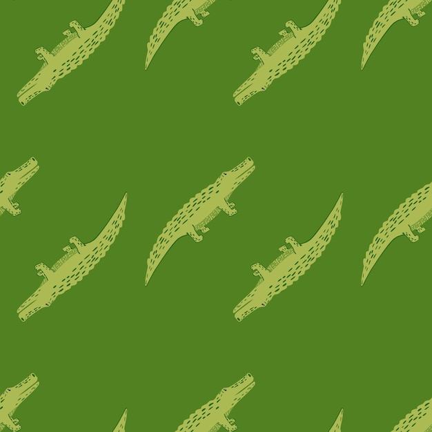Симпатичные крокодилы бесшовные модели. Забавный фон животных. Повторяющаяся текстура в стиле каракулей для ткани, оберточной бумаги, обоев, ткани. Векторная иллюстрация.