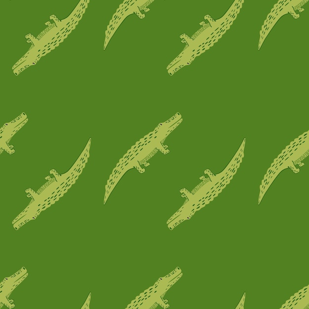 Cute crocodiles seamless pattern.Funny animals background. Repeated texture in doodle style for fabric, wrapping paper, wallpaper, tissue. Vector illustration.