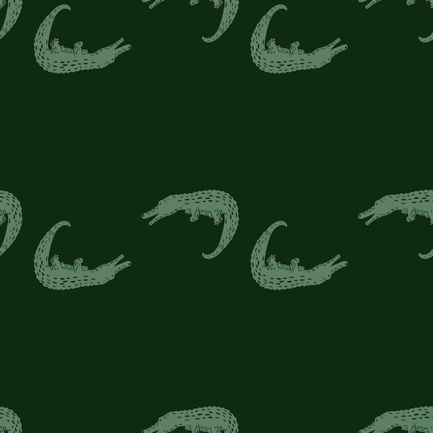 Vector cute crocodiles seamless patternfunny animals background repeated texture in doodle style for fabr