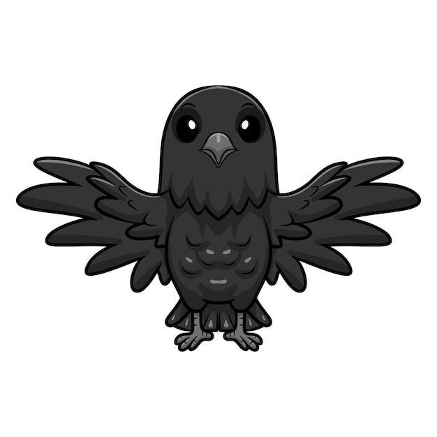 Cute crow bird cartoon flying