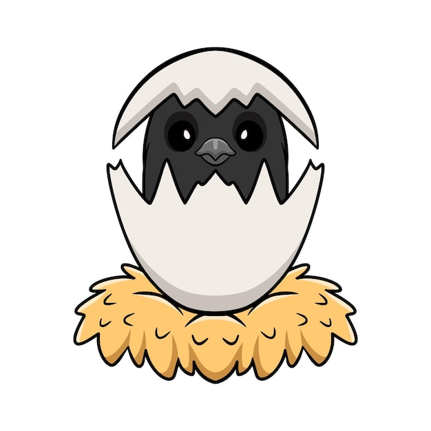 Cute crow bird cartoon inside from egg