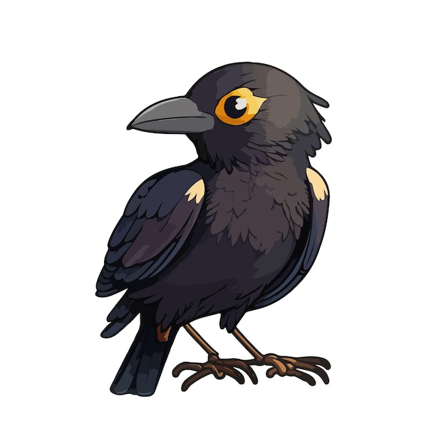 Vector cute crow cartoon style