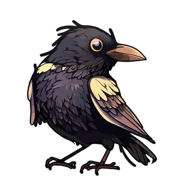 Vector cute crow cartoon style